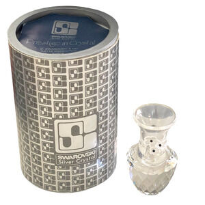 Swarovski Crystal Vase Frosted Flowers #7511 Figurine Austria‎ With Box-Retired
